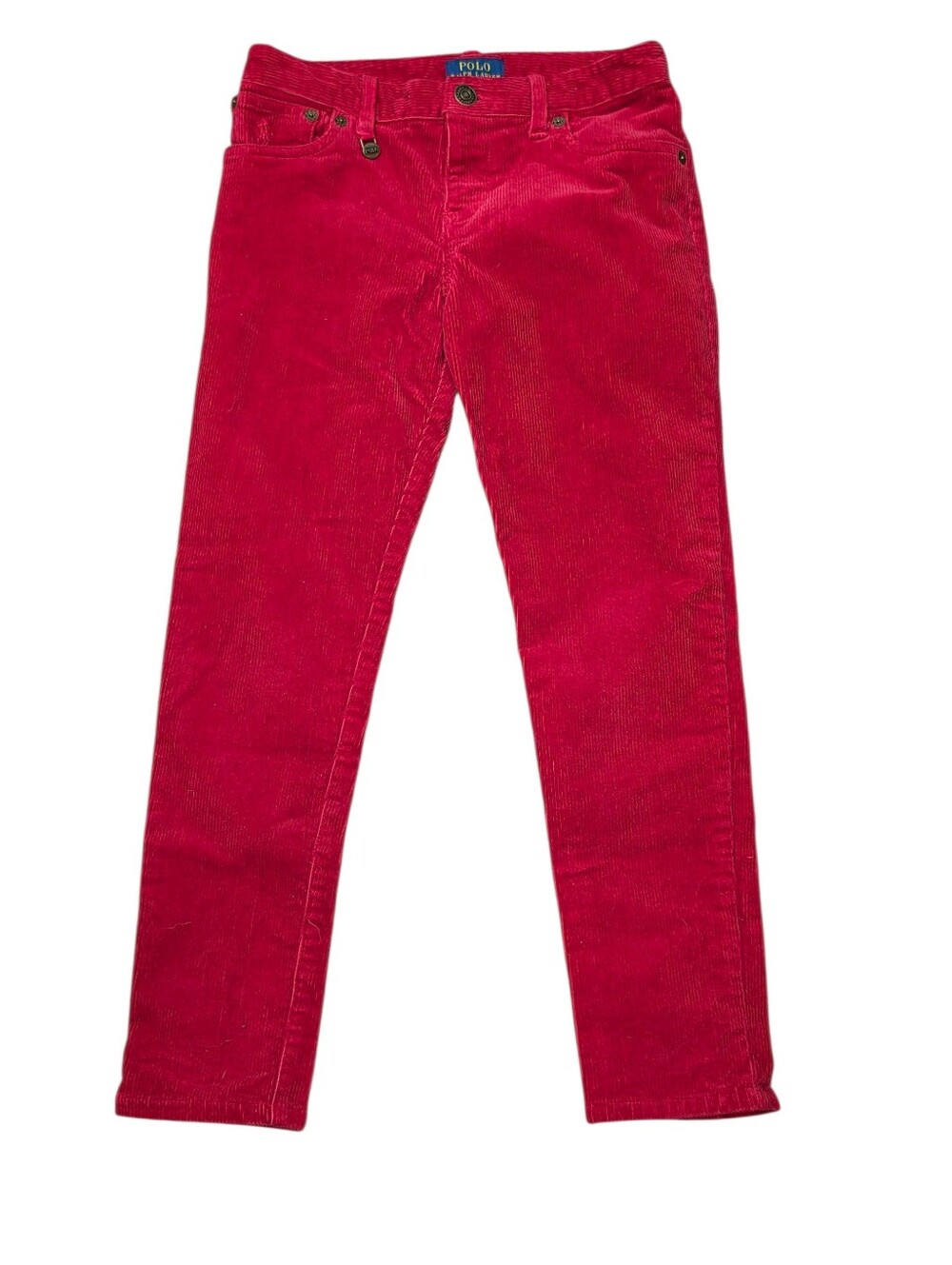 Ralph Lauren Corduroy Pants Boys Size 8 Red 5 Pocket Embroidered Pony - Picture 1 of 12